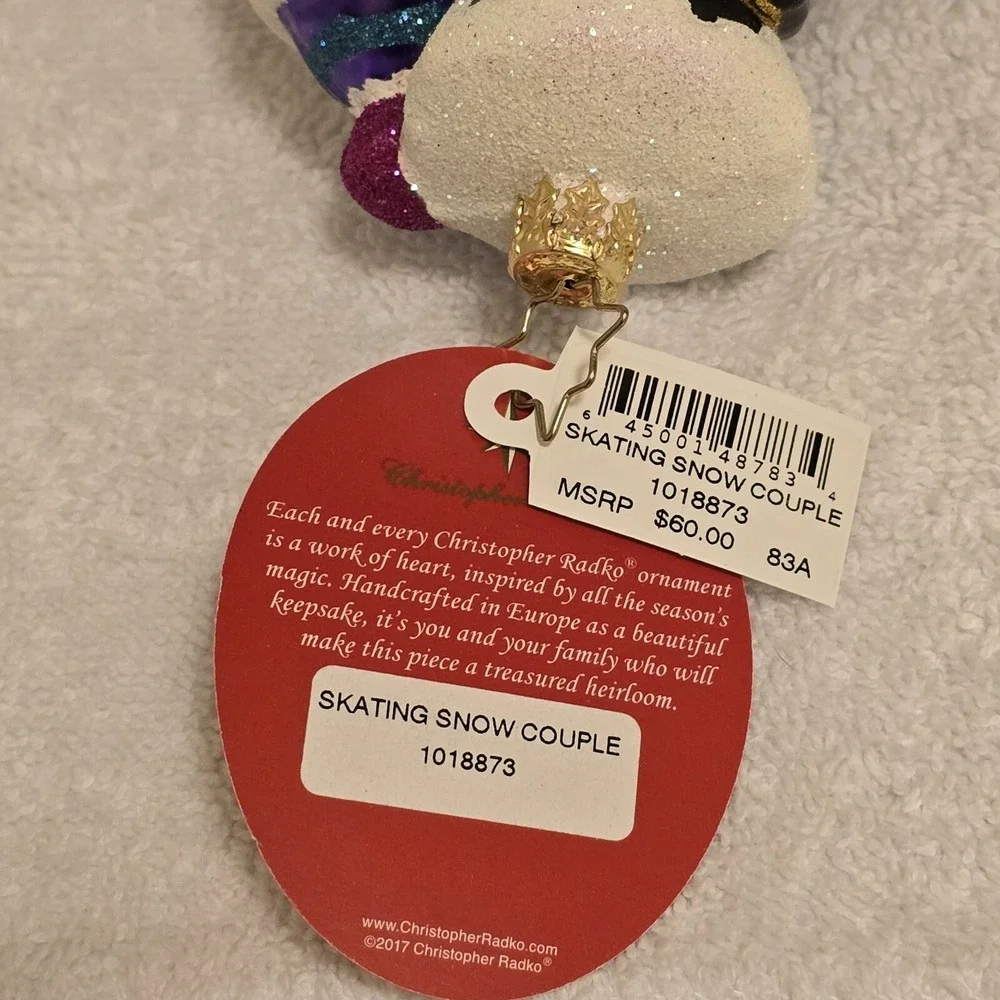 New Radko 1018873 Skating Snowman Couple Our‎ First Christmas Ornament